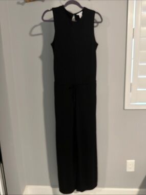 Calvin Klein Black Sleeveless Tie-Waist Wide-Leg Jumpsuit
